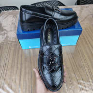 Aurora Men’s Premium Textured Leather Loafers Black – Luxury Chunky Sole Shoes — image 4