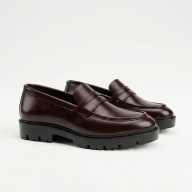 Aurora Men's Premium Leather Penny Loafer – Dark Chocolate Chunky Sole Loafer — image 1