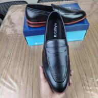 Aurora Men's Handcrafted Cow Leather Penny Loafer – Black Formal Shoe — image 4