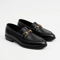 Aurora Men's Handcrafted Cow Leather Horsebit Loafer – Black Formal Shoe — image 1