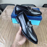 Aurora Men's Handcrafted Cow Leather Horsebit Loafer – Black Formal Shoe — image 2