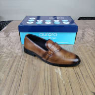 Aurora Men's Handcrafted Cow Leather Buckle Loafer – Brown Patina Formal Shoe — image 5