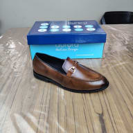Aurora Men's Genuine Cow Leather Horsebit Loafer – Brown Formal Buckle Shoe — image 2