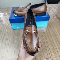 Aurora Men's Genuine Cow Leather Horsebit Loafer – Brown Formal Buckle Shoe — image 3