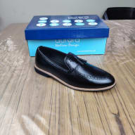 Aurora Men's Handcrafted Cow Leather Tassel Loafer – Black Formal Shoe — image 2