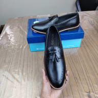 Aurora Men's Handcrafted Cow Leather Tassel Loafer – Black Formal Shoe — image 4