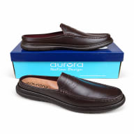 Aurora Men’s Leather Penny Loafer Mules – Casual Backless Slip-On Shoes — image 1
