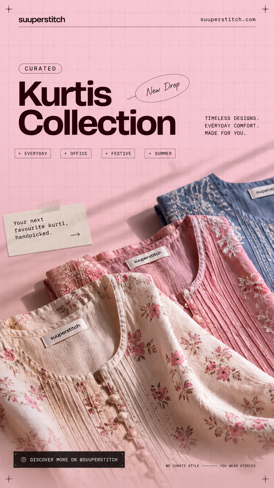 Discover beautifully curated kurtis for women, handpicked from fashion brands across India for everyday wear, office, festive, and casual occasions.