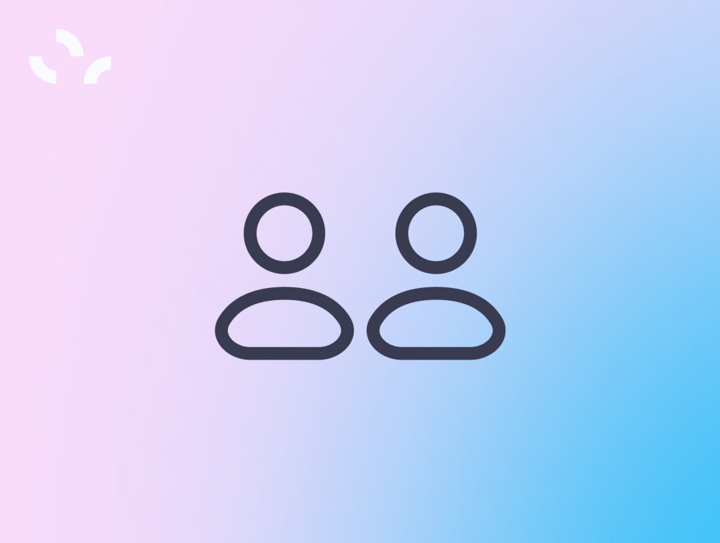 Two person icons side by side on a pink to blue gradient background with Eupry logo in top left corner