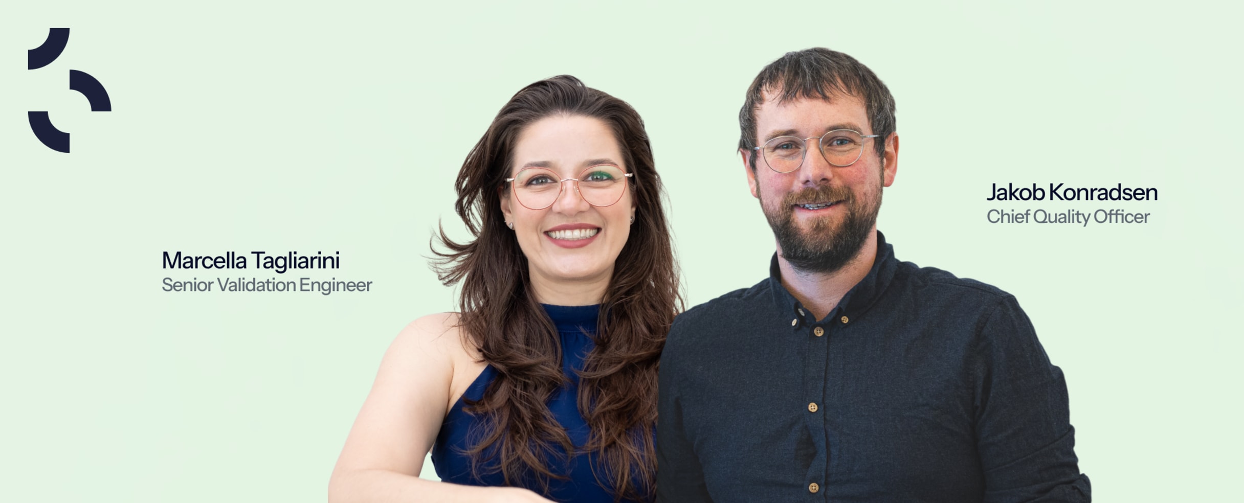Marcella Tagliarini, Senior Validation Engineer, and Jakob Konradsen, Chief Quality Officer at Eupry, smiling together.