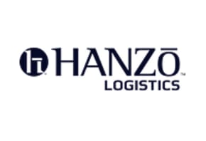 Hanzo Logistics company logo with stylized H icon in dark navy blue on white background