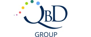 QbD Group logo with colorful dots and navy blue text on white background