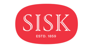 Sisk company logo in white text on a red rounded rectangle background, established 1859