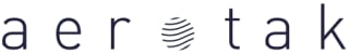 Aerotak logo with dark navy lowercase text and globe-like wave symbol between letters