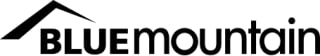 Blue Mountain logo with a mountain peak icon and bold text reading BLUE mountain in black and white