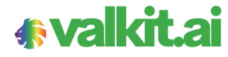 Valkit.ai logo featuring a colorful lion head icon and green bold text reading valkit.ai