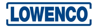 Lowenco logo in bold blue text inside a rectangular border on white background