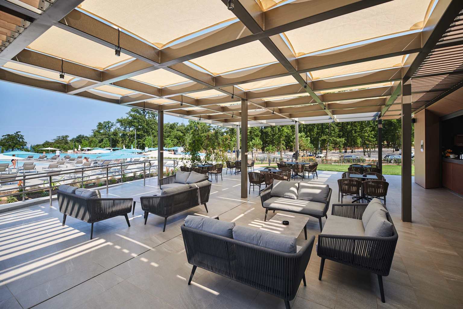 Park Umag, Istria, Croatia, campsite, village plus besides the beach, bar