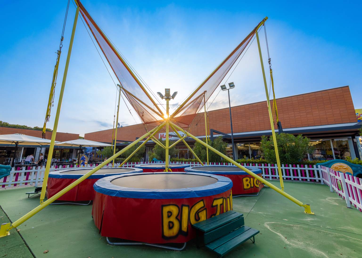Big Jump trampolines at Happy World soft park in Portofelice camping village, near Venice
