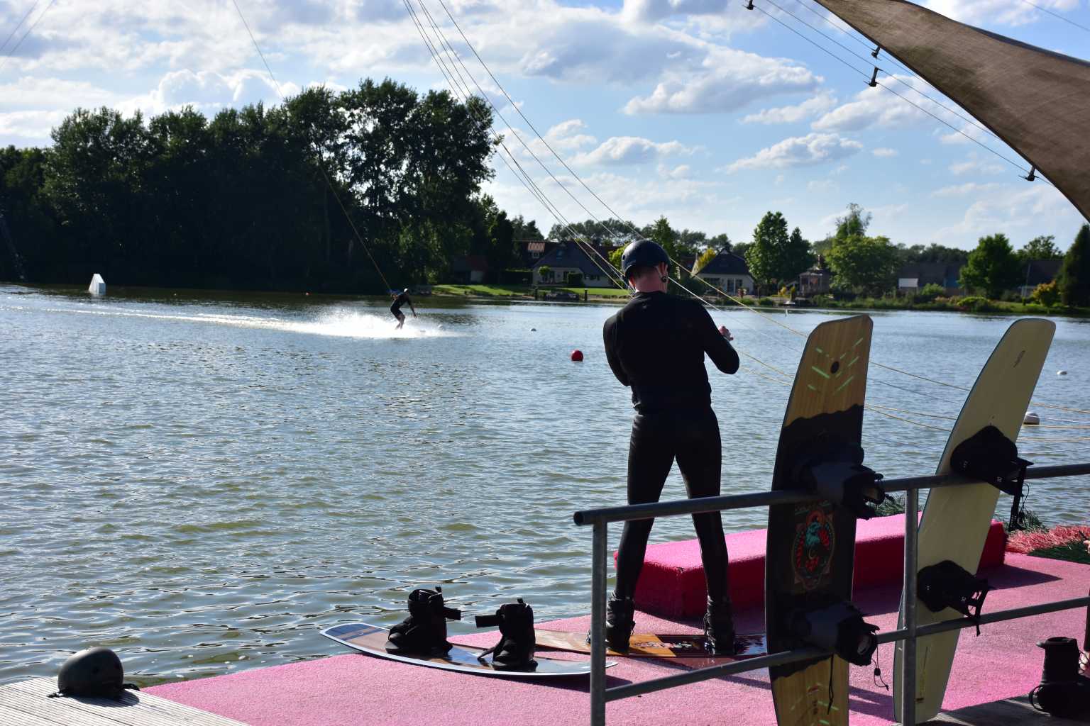 camping de schatberg campsite, south holland, the netherlands, watersports, cable water-skiing