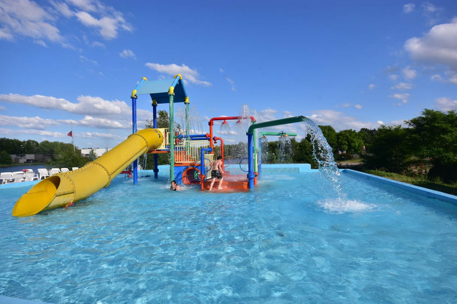camping de schatberg campsite, south holland, the netherlands, outdoor pool and waterslides