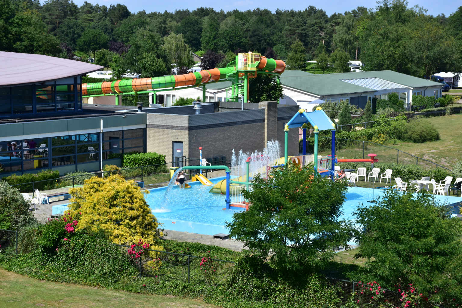 camping de schatberg campsite, south holland, the netherlands, mattel play center for kid, outdoor pool with slides for children