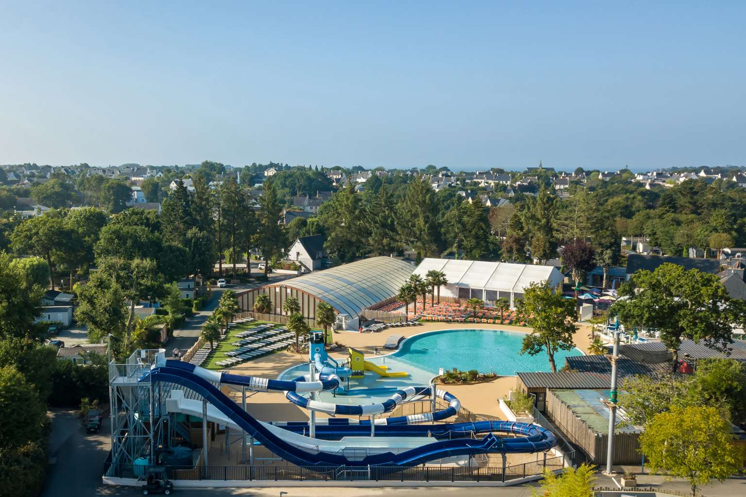 Camping Le Port de Plaisance, Bénodet, Brittany, France, pool bar terrace