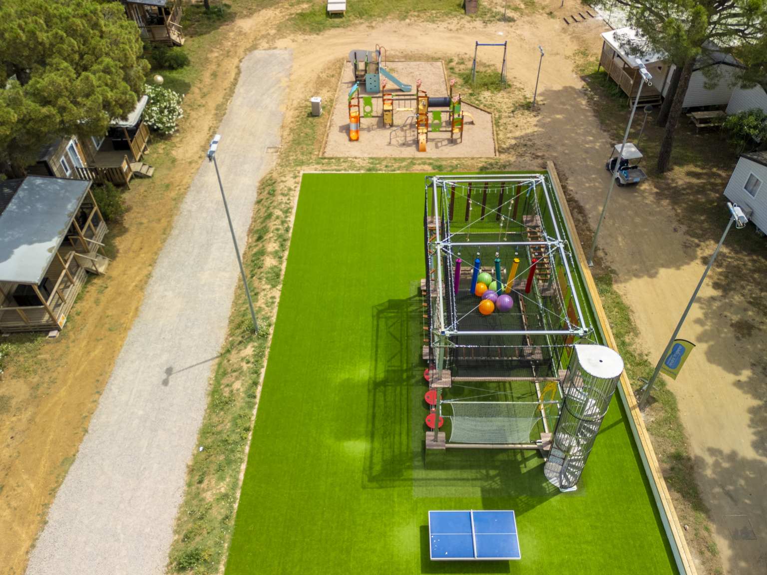Neptuno campsite, Costa Brava, aerial view of the play area