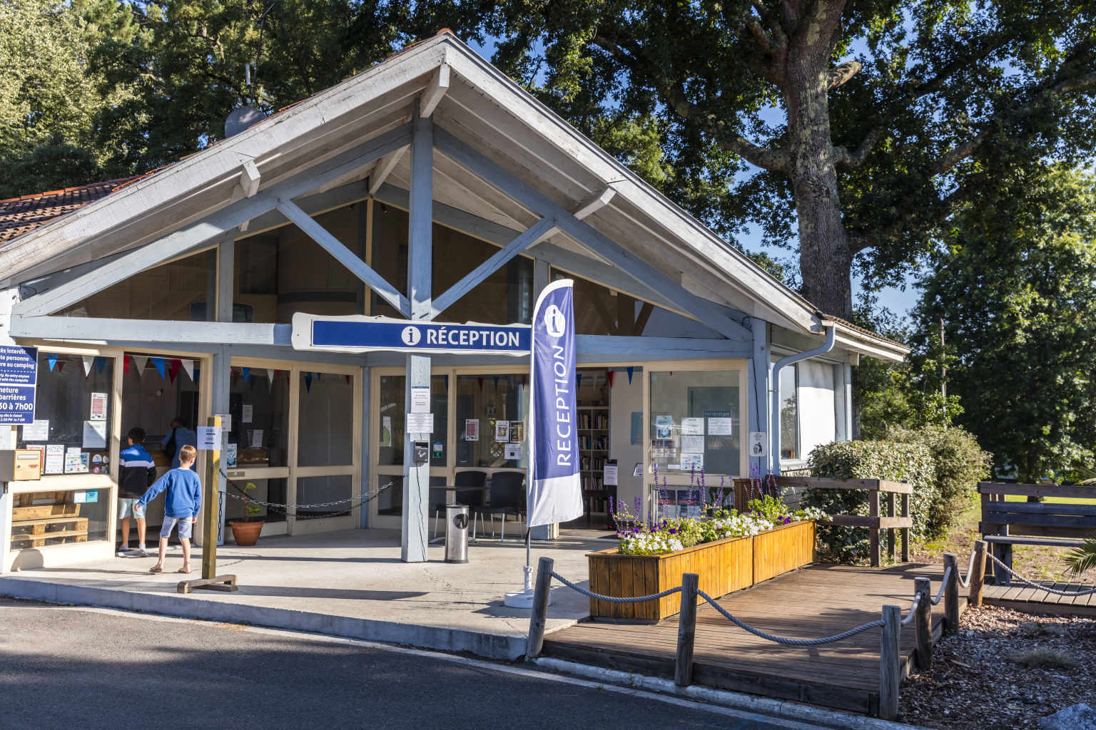 Reception entrance at Le Soleil des Landes campsite in Landes, France
