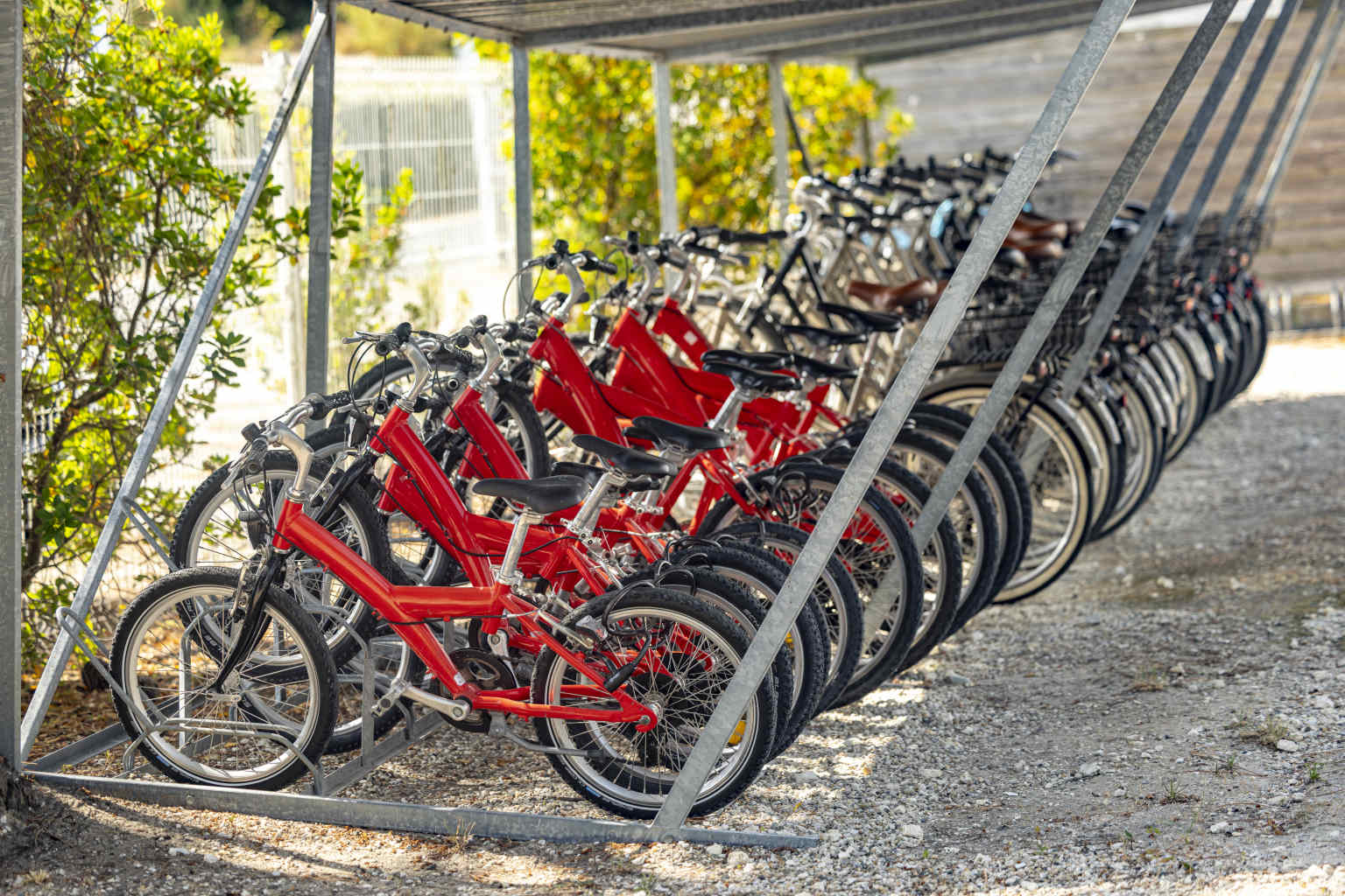 Pointe du Medoc, Gironde, bikes on the bike rack for hire