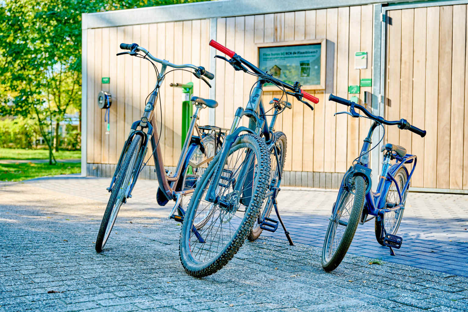 3 different types of bikes for hire at De Flaasbloem campsite in the Netherlands