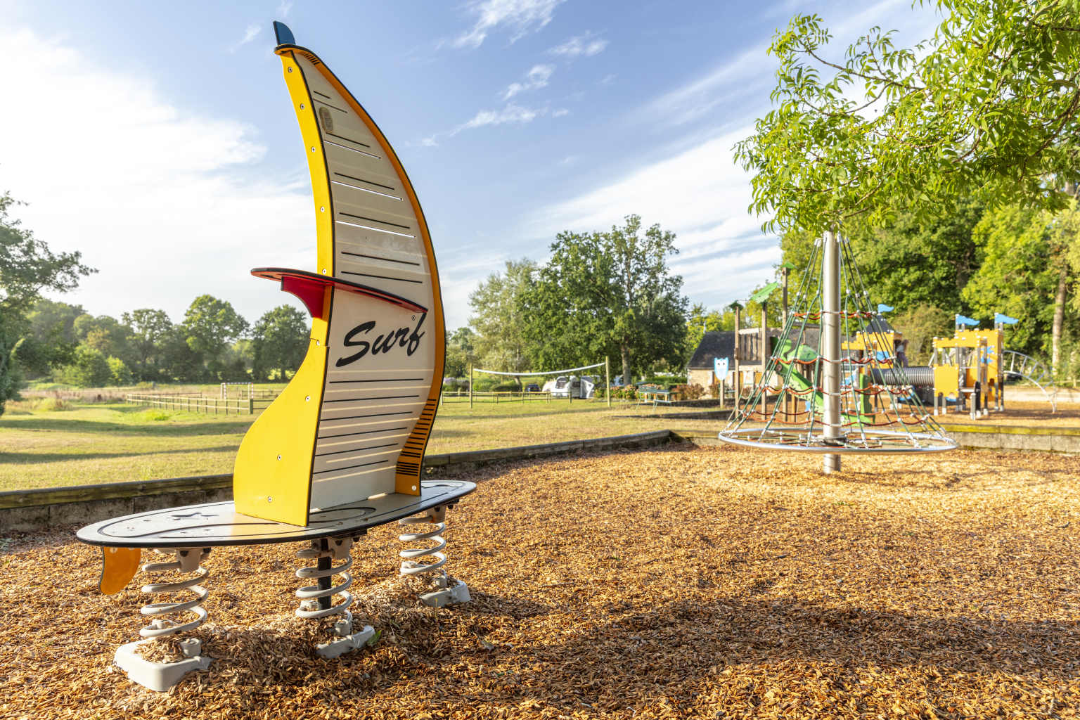 Chateau Lez Eaux, campsite, St Pair-sur-Mer, Normandy, play area, bouncy castle