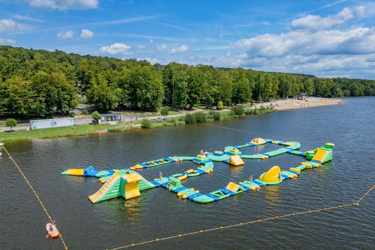 Lac des Vieilles Forges Campsite, Ardennes, France, lake swimming, Wi-Splash aqua centre, inflatables