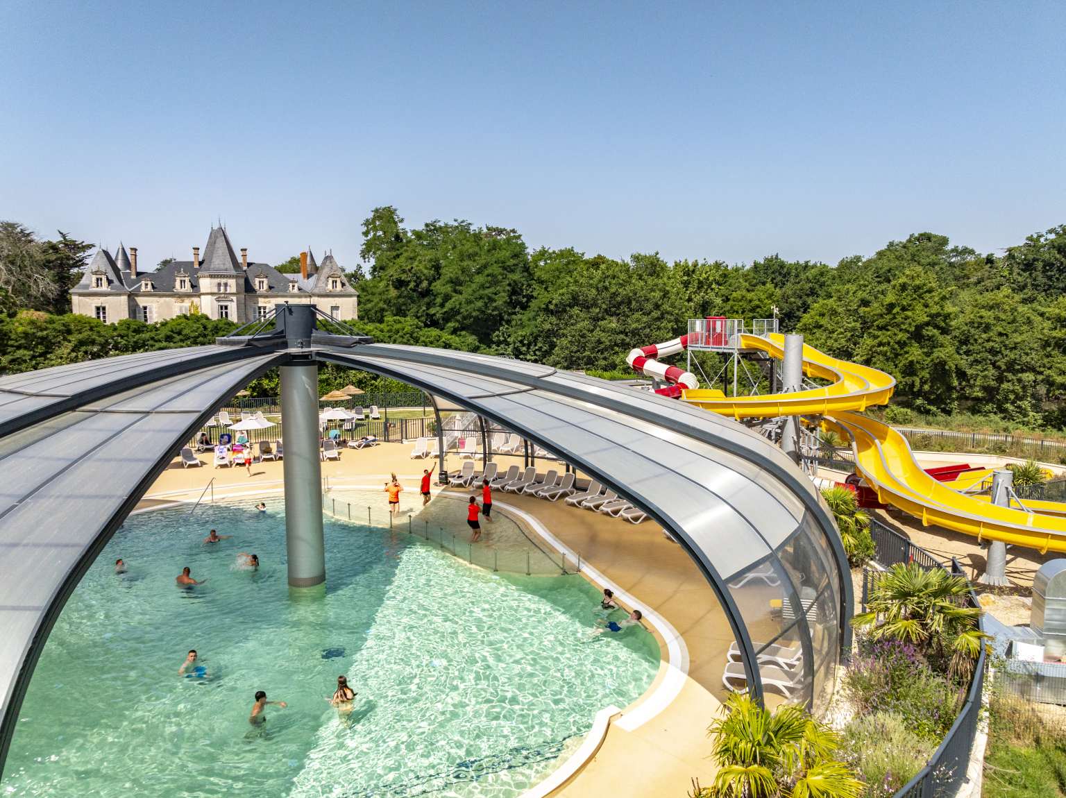 St Julien des Landes, Chateau La Foret, campsite, South Vendeel, waterslides