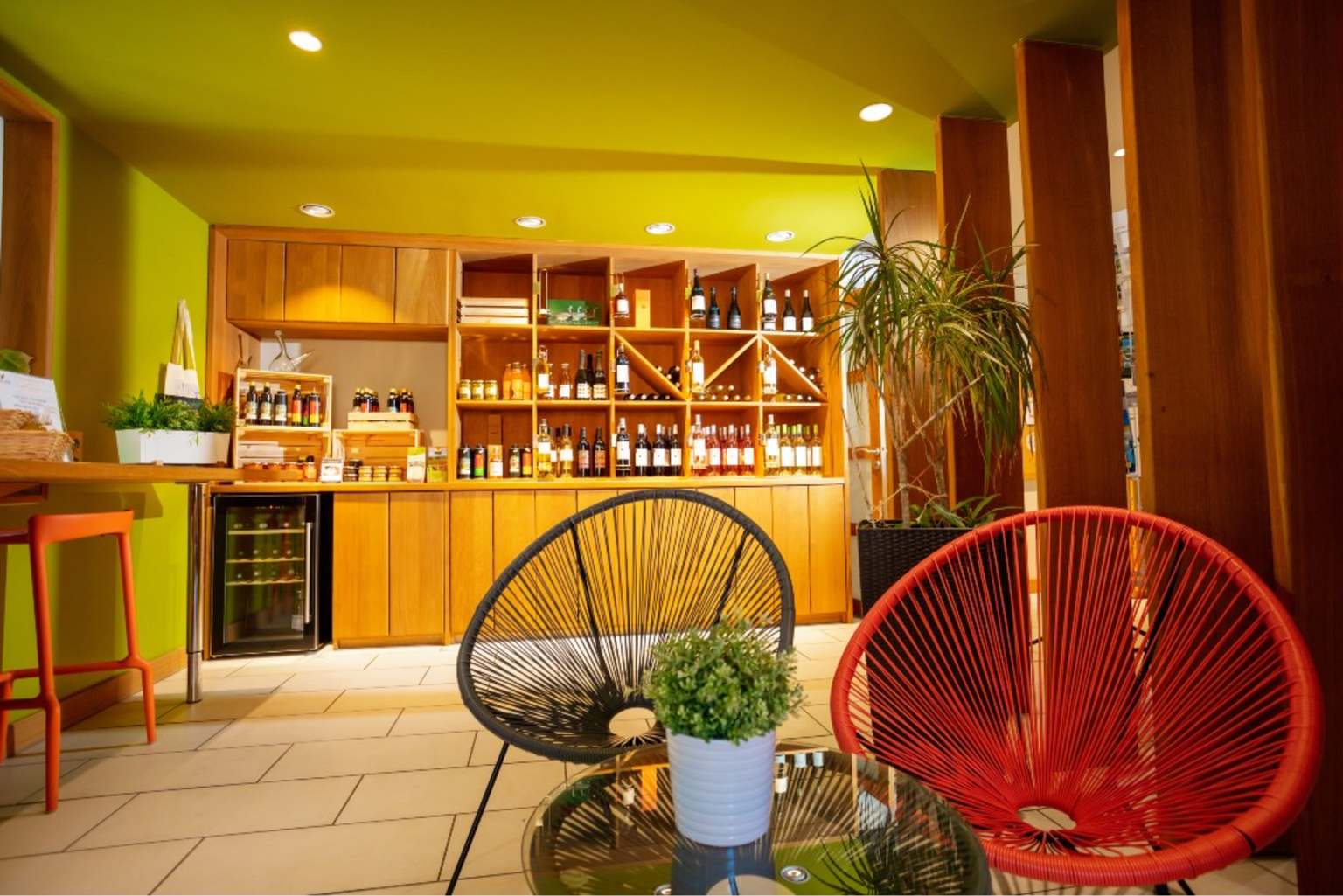 Reception selling local produce at Ma Prairie, Roussillon, France