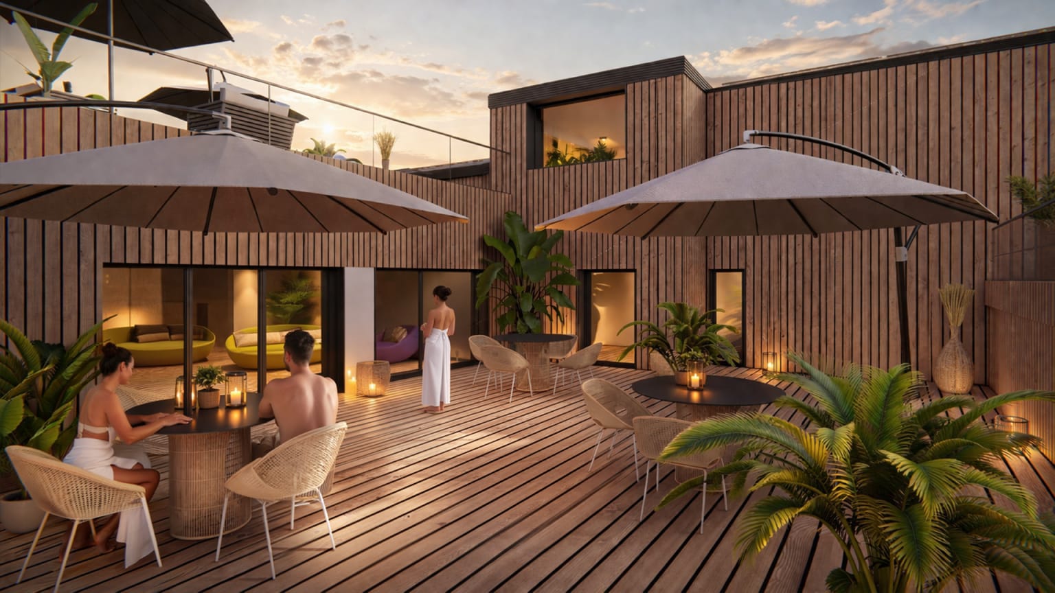 IA103 Delta Open Air Resort rooftop spa  - generated image