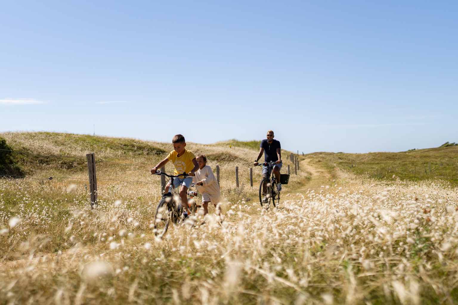 Biking in meadows near Camping Les Places Dorées in the Vendée