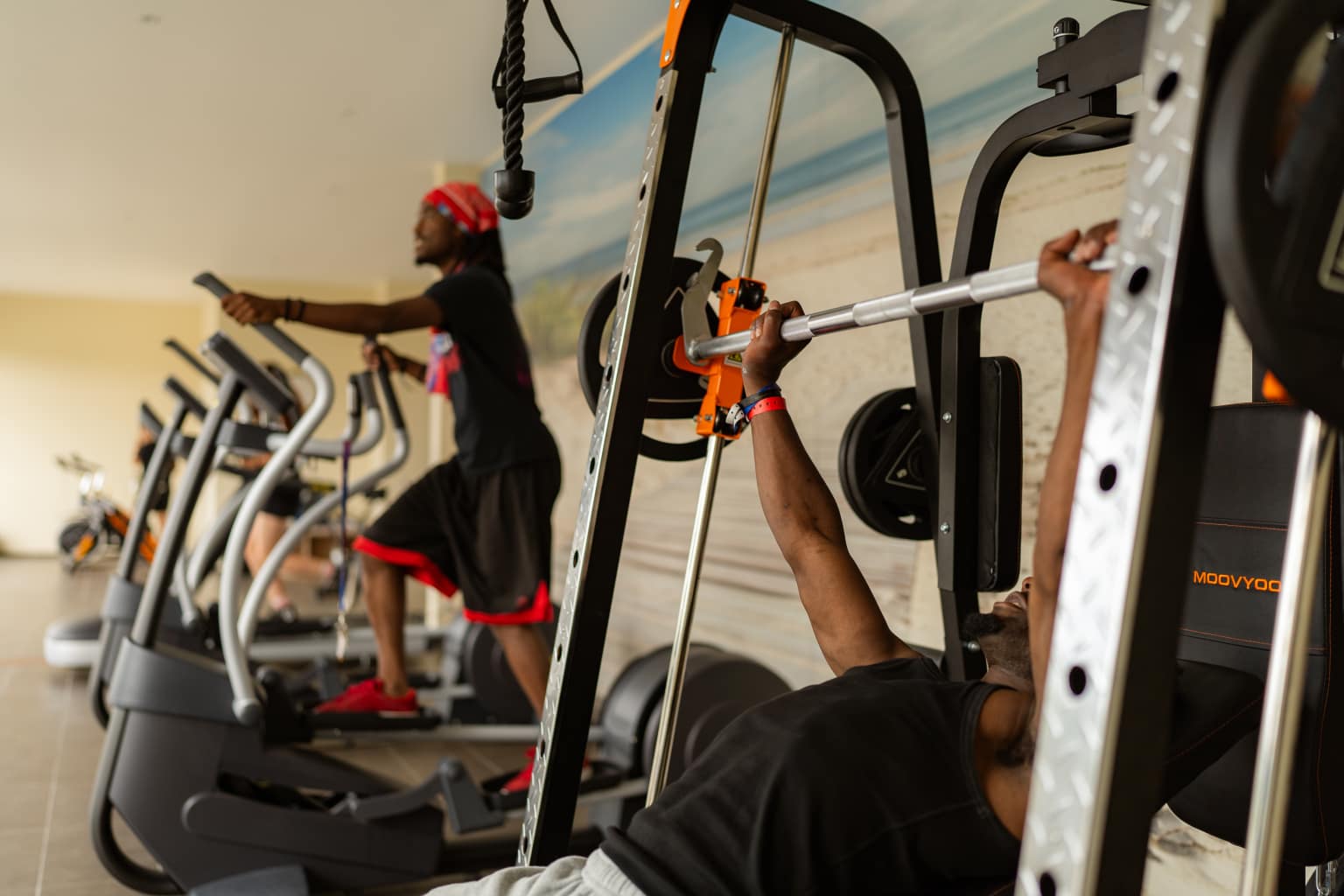 Man on treadmill at Camping Les Places Dorées in the Vendée