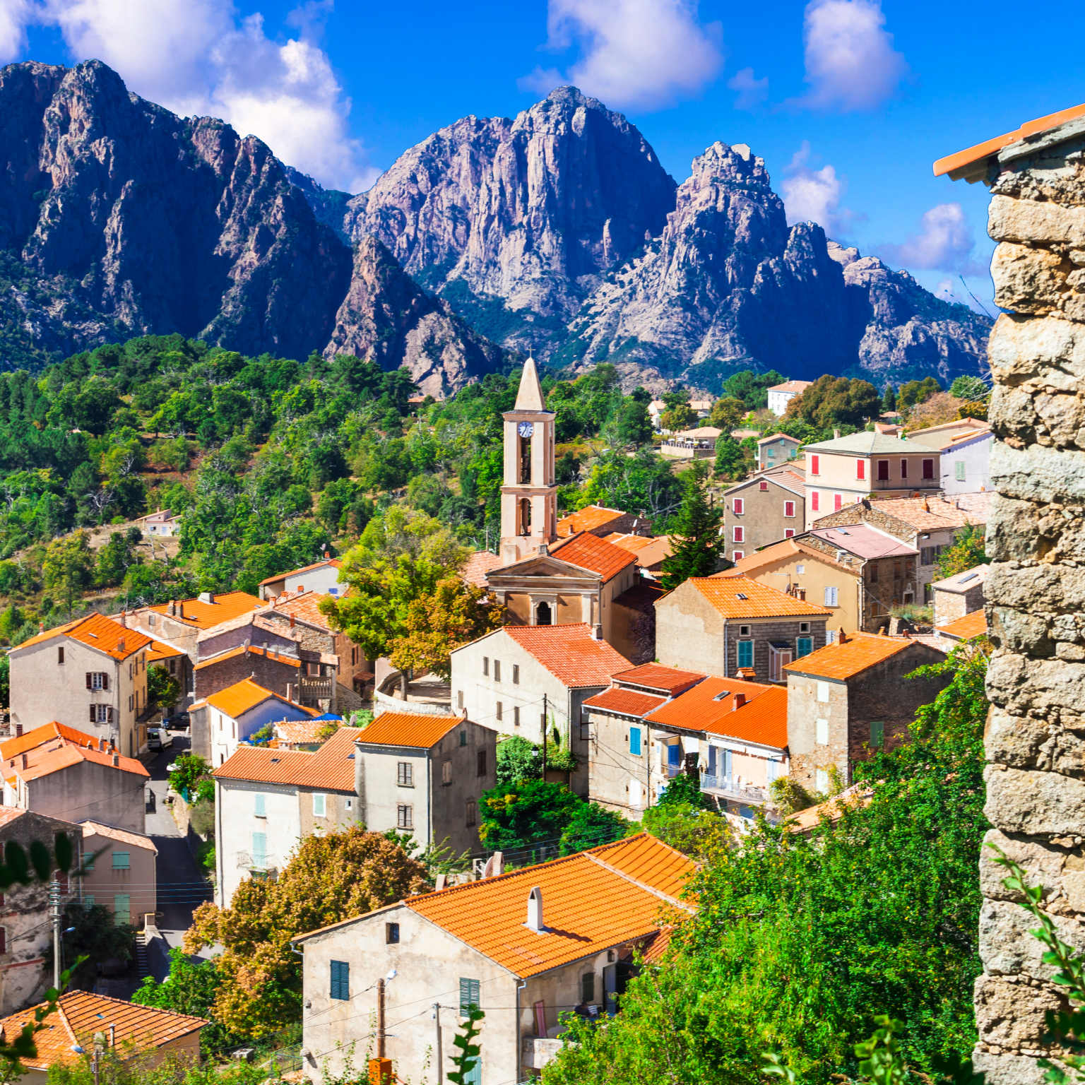 Corsica town and mountains