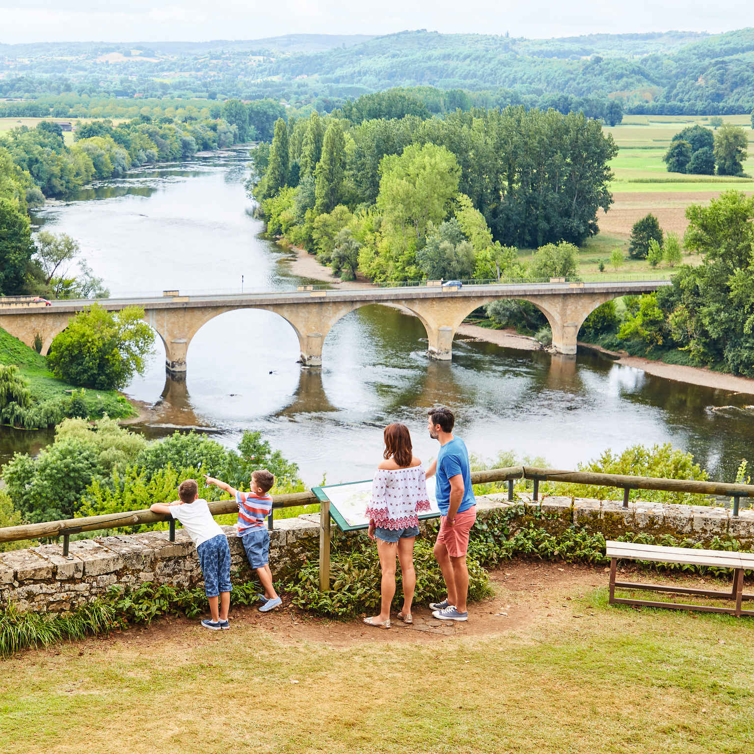 Family, River, View