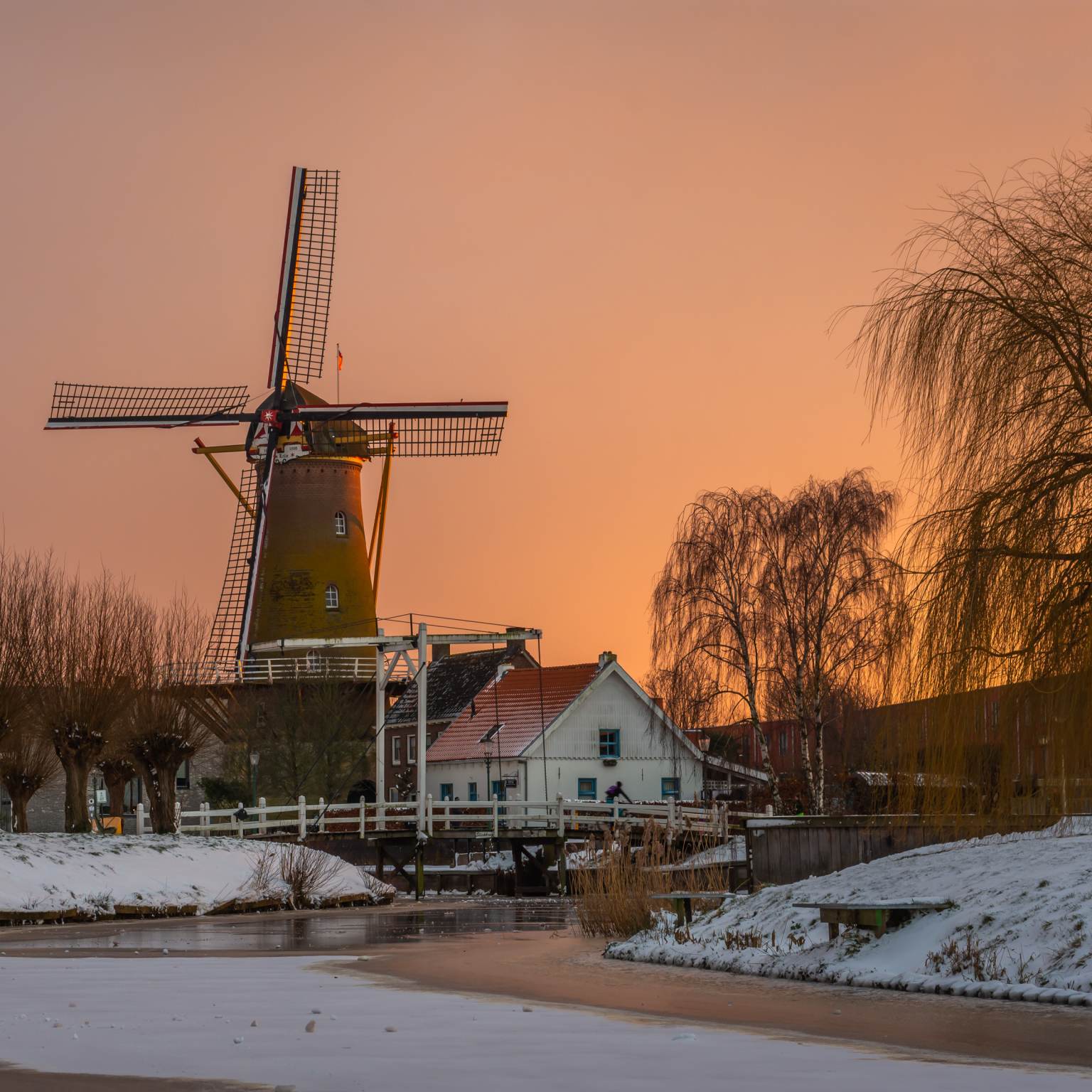 North Brabant, windmill in snow