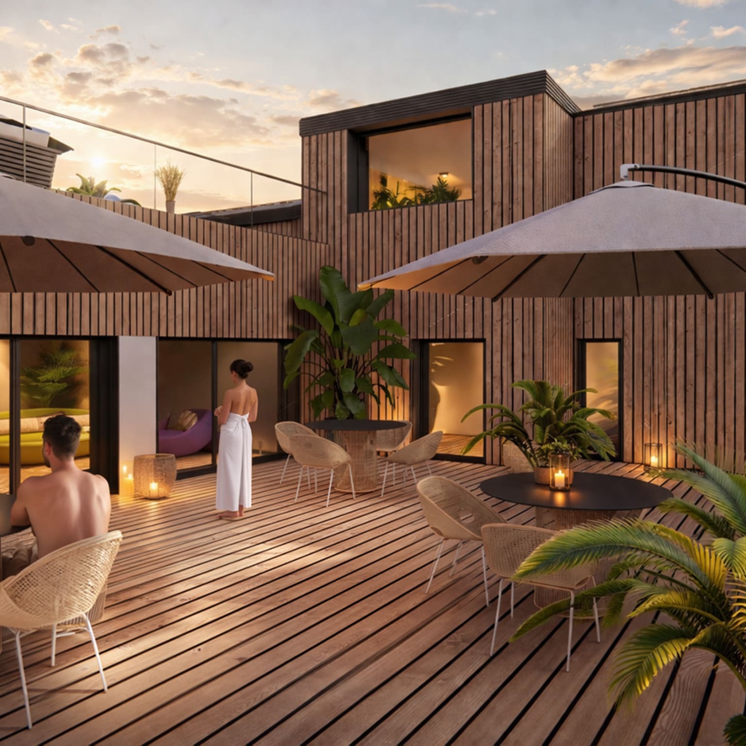 IA103 Delta Open Air Resort rooftop spa  - generated image