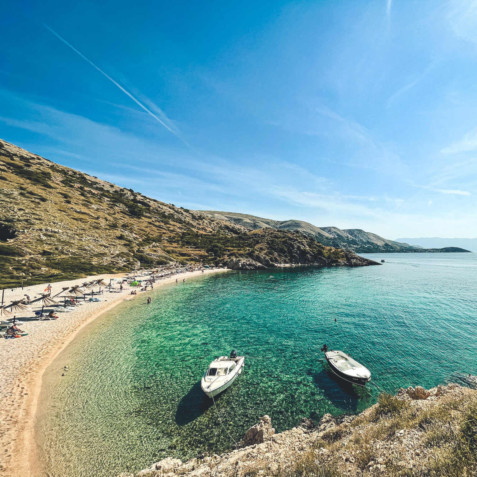 Oprna Bay, Baška, Krk Island, Kvarner, Croatia, aerial view