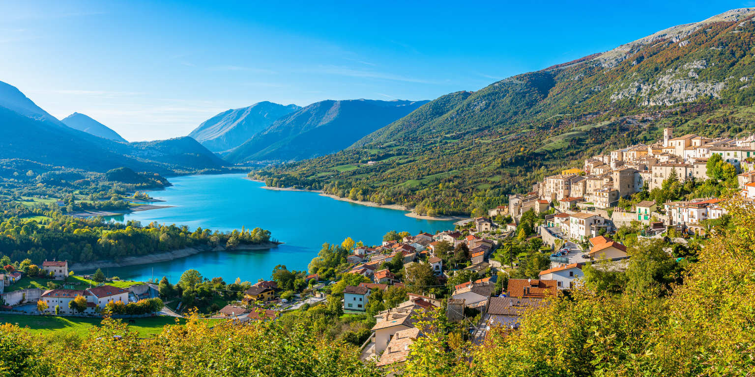 Panoramic view in Barrea, province of L'Aquila in the Abruzzo region of Italy