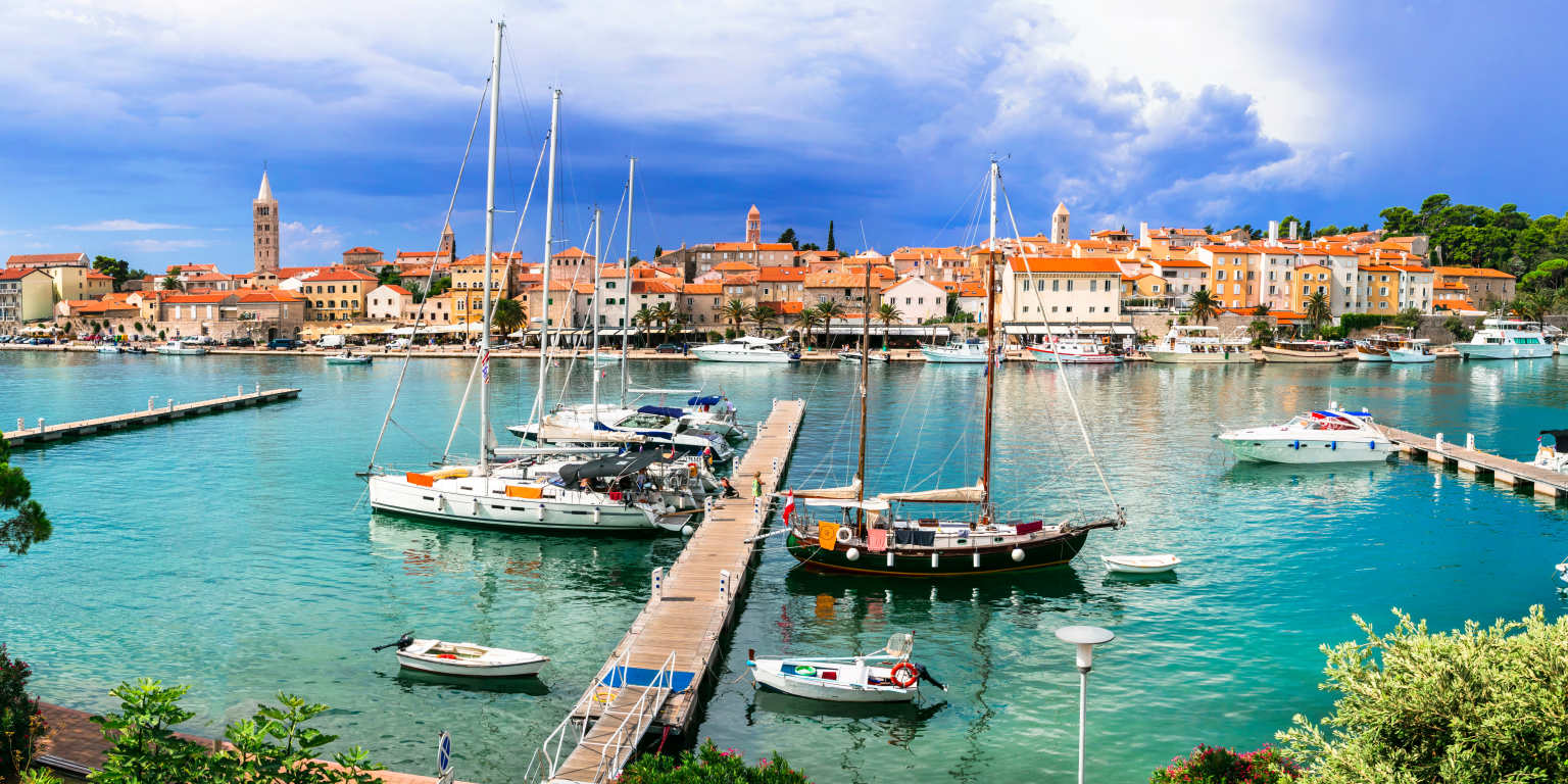The marina and old town of Rab