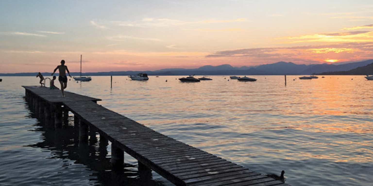 Jetty over lake on Serenella campsite