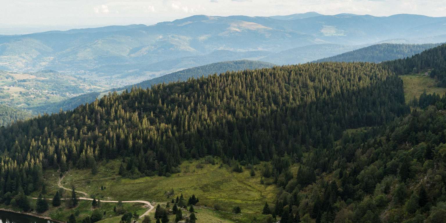 distant view of countryside in Alsace, France