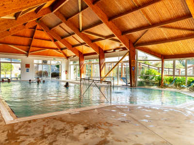 indoor pool with solid roof at la grande metairie, campsite, south brittany