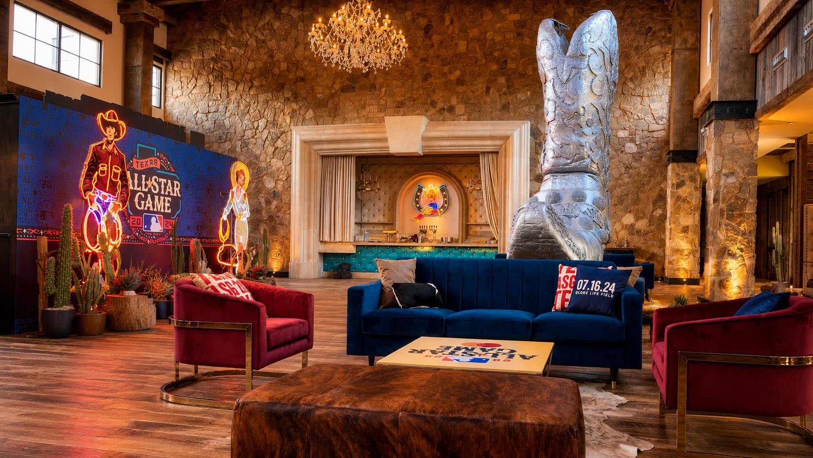MLB branded lounge in Dallas — lounge decor