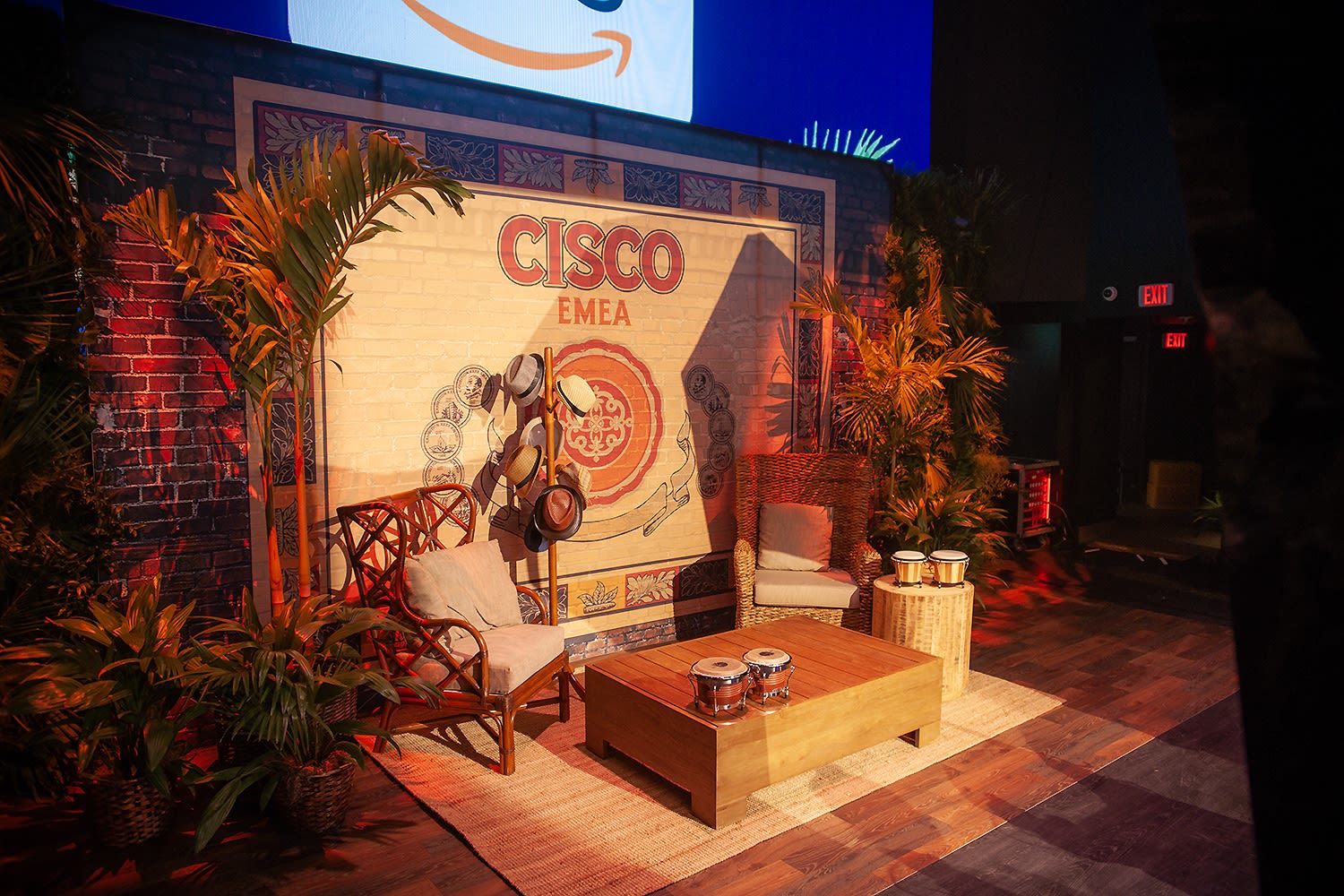 Cisco Miami Vice-themed event in Miami — neon decor